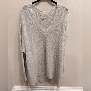 American Eagle Outfitters Light Gray V-Neck Sweater